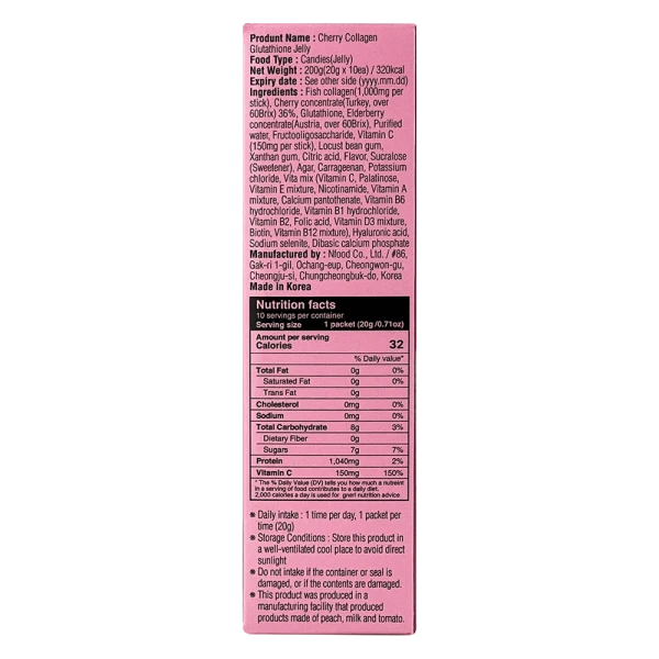 Thạch cherry collagen glutathione Dr.DN (hộp 30 gói)