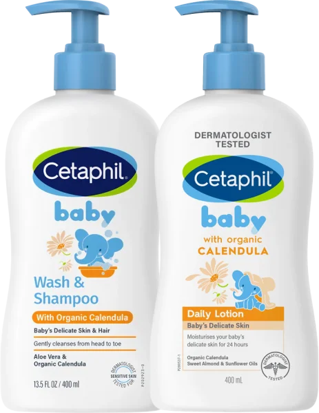 Combo Sữa tắm gội & Sữa dưỡng ẩm tinh chất hoa cúc Cetaphil 400ml