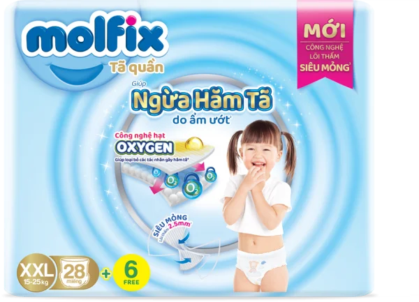 Quà tặng khi mua Combo 3 Molfix tã quần Oxygen size XL 62 Ultra