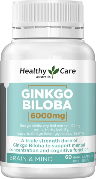 Viên Uống Bổ Não Healthy Care Ginkgo Biloba 6000mg Cải Thiện Trí Nhớ 60 Viên
