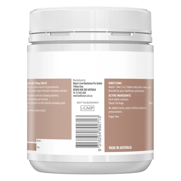 Viên Uống Sụn Vi Cá Healthy Care Shark Cartilage 750mg 200 Viên