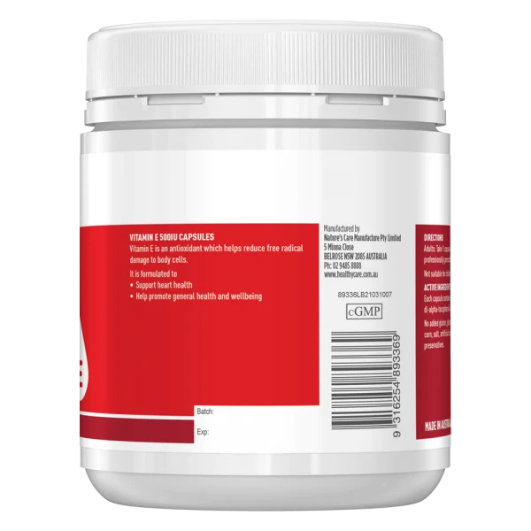 Viên Uống Bổ Sung Vitamin E Healthy Care 500IU 200 Viên