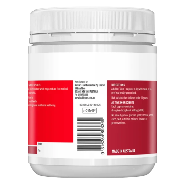 Viên Uống Bổ Sung Vitamin E Healthy Care 500IU 200 Viên