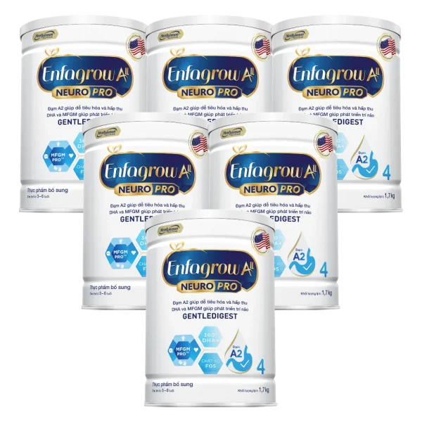 Combo 6 Sữa Enfagrow A2 Neuro Pro số 4 1.7 kg (3 - 6 tuổi)
