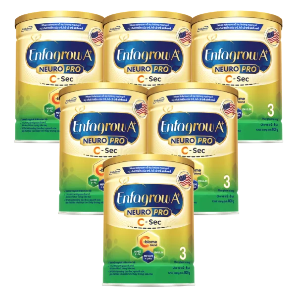Combo 6 Sữa Enfagrow A+ NeuroPro 3 C-Sec 800g (2-6 tuổi)