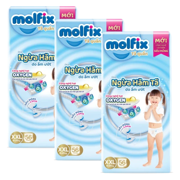 Combo 3 Molfix t&atilde; quần Oxygen size XXL 56 Ultra