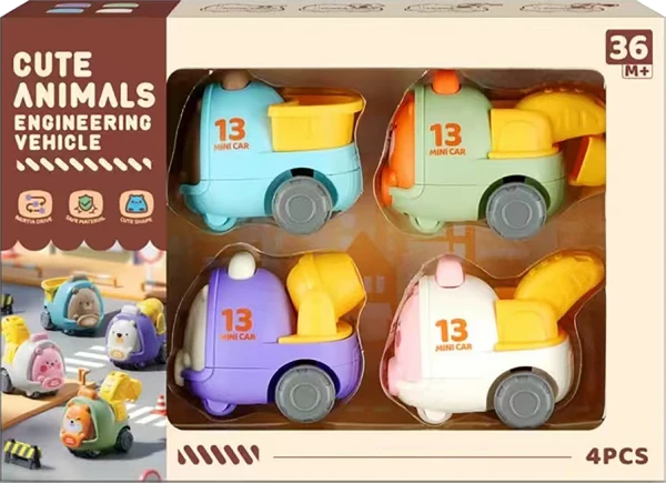 Bộ 4 xe công trình mini đa màu dễ thương YN589376 C512