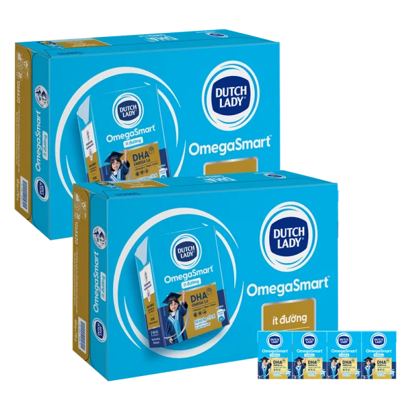 2 Th&ugrave;ng Sữa Dinh Dưỡng Dutch Lady OmegaSmart &Iacute;t Đường 110ml (lốc 4 hộp)