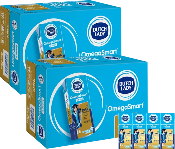 2 Thùng Sữa Dinh Dưỡng Dutch Lady OmegaSmart Ít Đường 180ml (lốc 4 hộp)