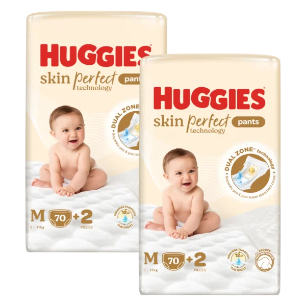 Combo 2 Tã quần Huggies SkinPerfect Pants (M, 6-11kg, 70+2 miếng)