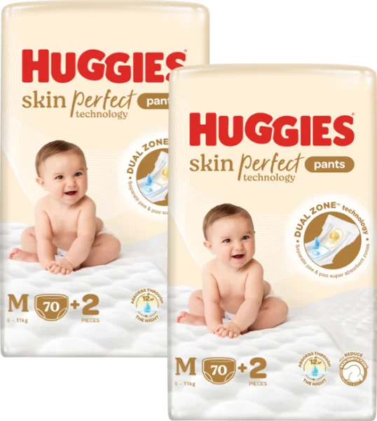 Combo 2 Tã quần Huggies SkinPerfect Pants (M, 6-11kg, 70+2 miếng)