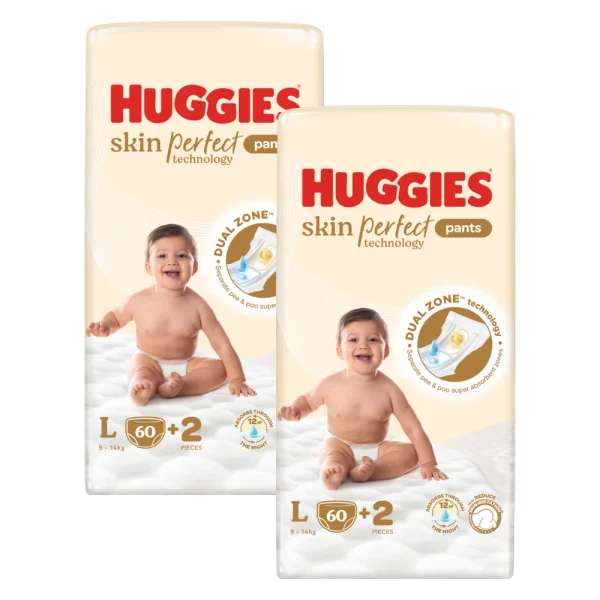 Combo 2 Tã quần Huggies SkinPerfect Pants (L, 9-14kg, 60+2 miếng)