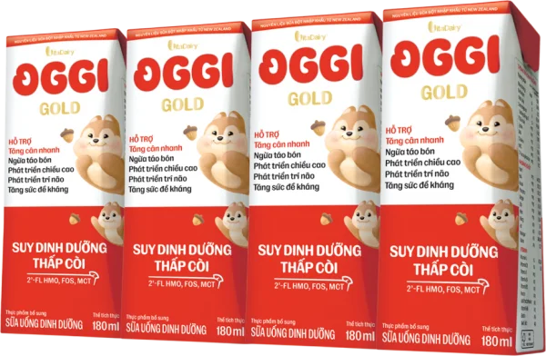 Sữa uống dinh dưỡng Oggi Gold 180ml, lốc 4 hộp (trên 1 tuổi)
