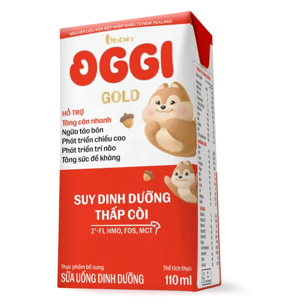 Sữa uống dinh dưỡng Oggi Gold 110ml, lốc 4 hộp (trên 1 tuổi)