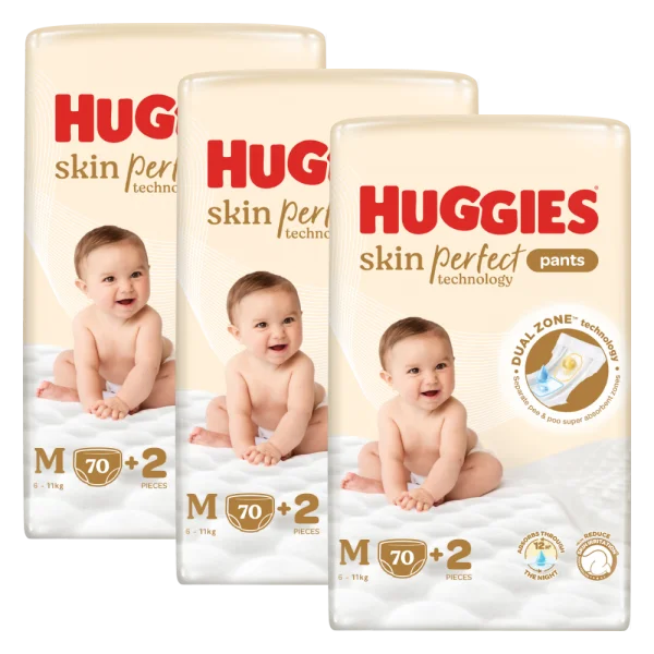 Combo 3 Tã quần Huggies SkinPerfect Pants (M, 6-11kg, 70+2 miếng)