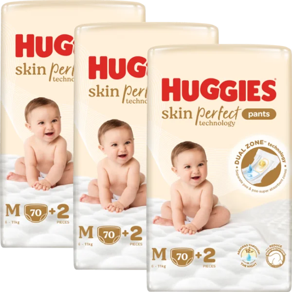 Combo 3 Tã quần Huggies SkinPerfect Pants (M, 6-11kg, 70+2 miếng)