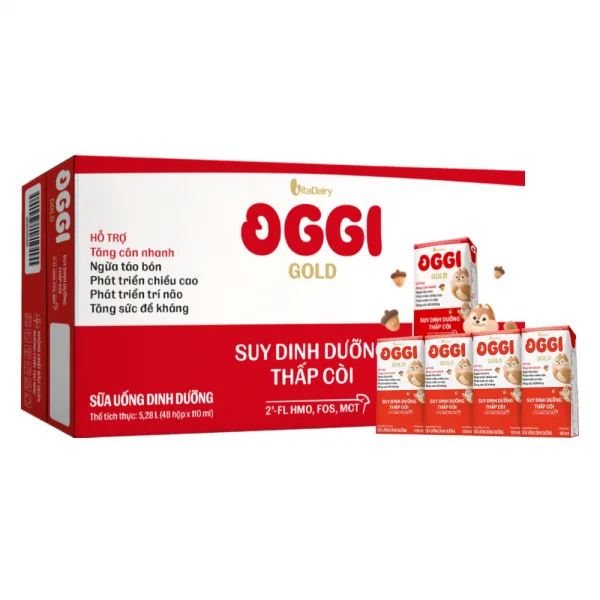 Thùng Sữa uống dinh dưỡng Oggi Gold 110ml, lốc 4 hộp (trên 1 tuổi)