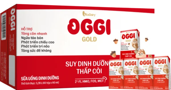 Thùng Sữa uống dinh dưỡng Oggi Gold 110ml, lốc 4 hộp (trên 1 tuổi)