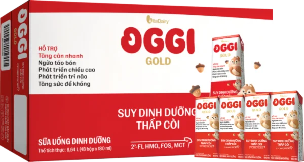 Thùng Sữa uống dinh dưỡng Oggi Gold 180ml, lốc 4 hộp (trên 1 tuổi)