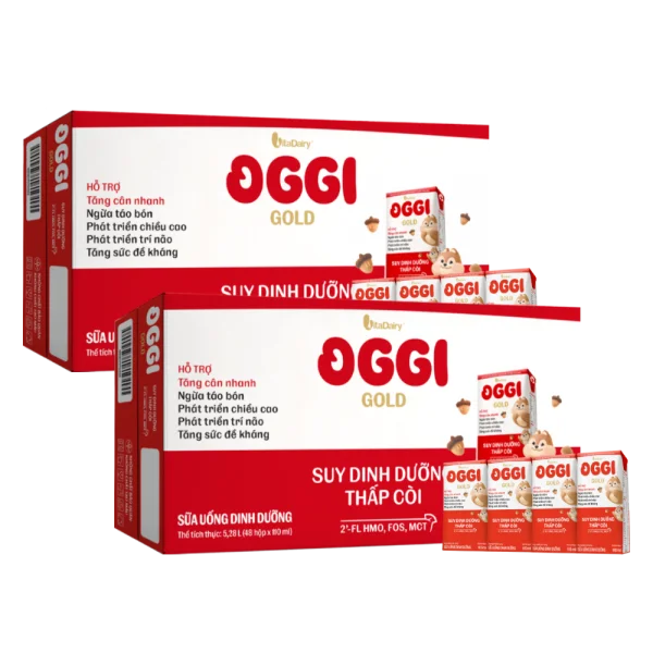 Combo 2 thùng Sữa uống dinh dưỡng Oggi Gold 110ml, lốc 4 hộp (trên 1 tuổi)