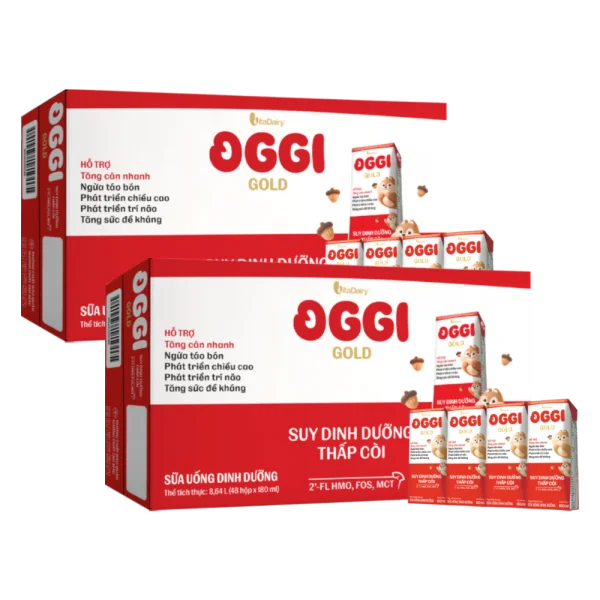 Combo 2 thùng Sữa uống dinh dưỡng Oggi Gold 180ml, lốc 4 hộp (trên 1 tuổi)