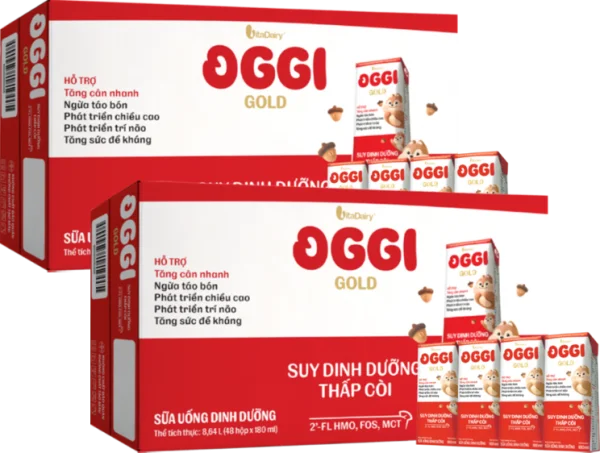 Combo 2 thùng Sữa uống dinh dưỡng Oggi Gold 180ml, lốc 4 hộp (trên 1 tuổi)