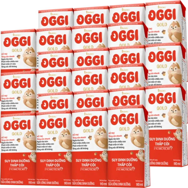 Combo 6 lốc Sữa uống dinh dưỡng Oggi Gold 110ml, lốc 4 hộp (trên 1 tuổi)