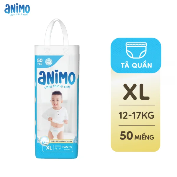 Tã Quần Animo Siêu Mềm Thoáng (XL, 50 miếng)