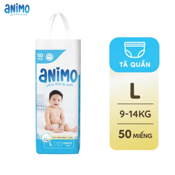 Tã Quần Animo Siêu Mềm Thoáng (L, 50 miếng)