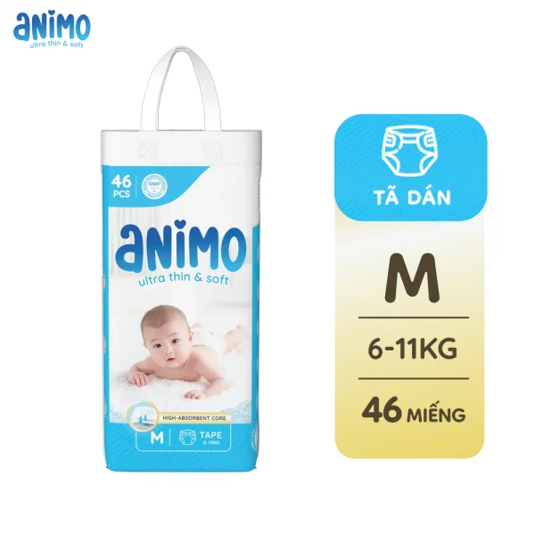 Tã dán Animo Siêu Mềm Thoáng (M, 46 miếng)