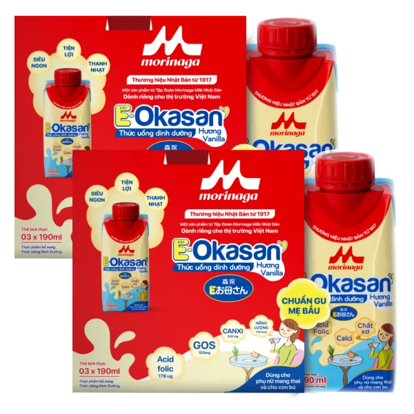 Combo 2 Sữa nước bầu Morinaga hương vani 190ml (lốc 3 hộp)