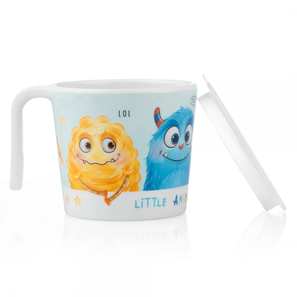 Cốc uống nước có nắp đậy melamine cao cấp Animo (240ml, 1010, monster party)