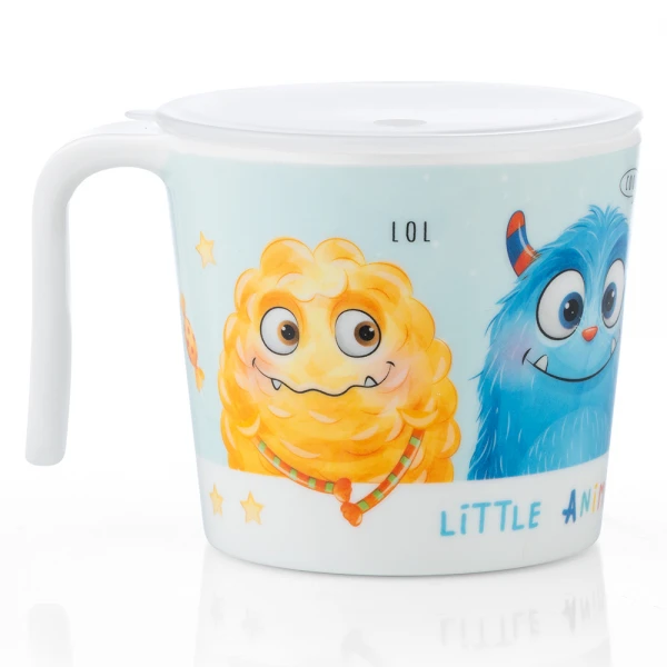 Cốc uống nước có nắp đậy melamine cao cấp Animo (240ml, 1010, monster party)