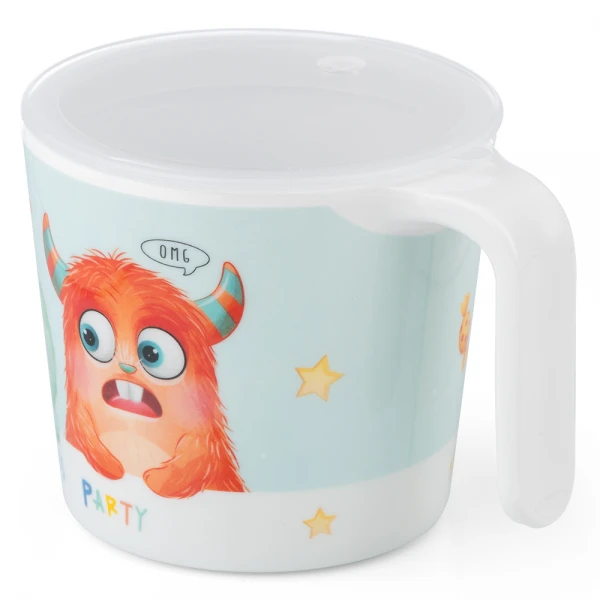 Cốc uống nước có nắp đậy melamine cao cấp Animo (240ml, 1010, monster party)