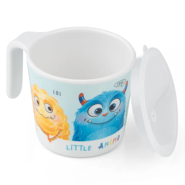 Cốc uống nước có nắp đậy melamine cao cấp Animo (240ml, 1010, monster party)