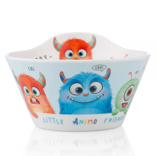 Bát ăn dặm melamine cao cấp Animo (W6015, tròn, monster party)