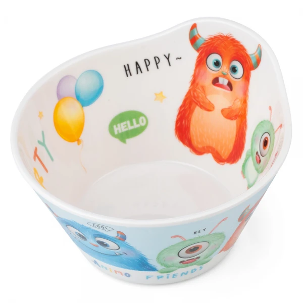 Bát ăn dặm melamine cao cấp Animo (W6015, tròn, monster party)