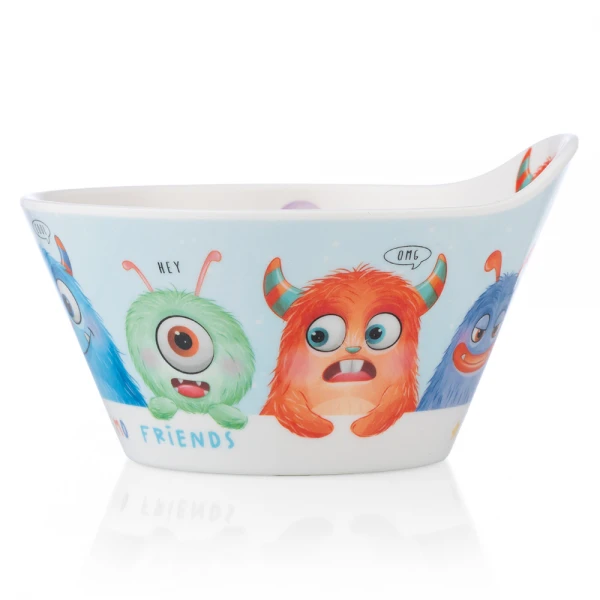 Bát ăn dặm melamine cao cấp Animo (W6015, tròn, monster party)