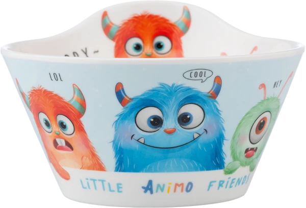 Bát ăn dặm melamine cao cấp Animo (W6015, tròn, monster party)