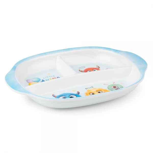 Khay ăn dặm 3 ngăn melamine cao cấp Animo (W3068, monster party)