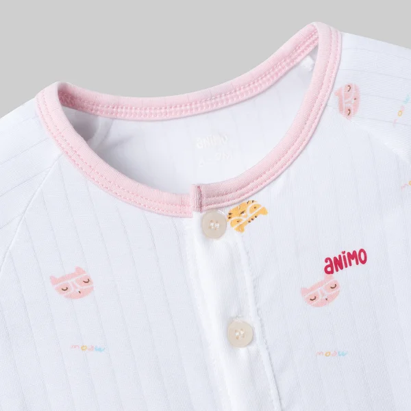 Set 2 bộ kháng khuẩn modal dài Animo BMC1125066 (0-24M,Hồng-trắng,NN06)