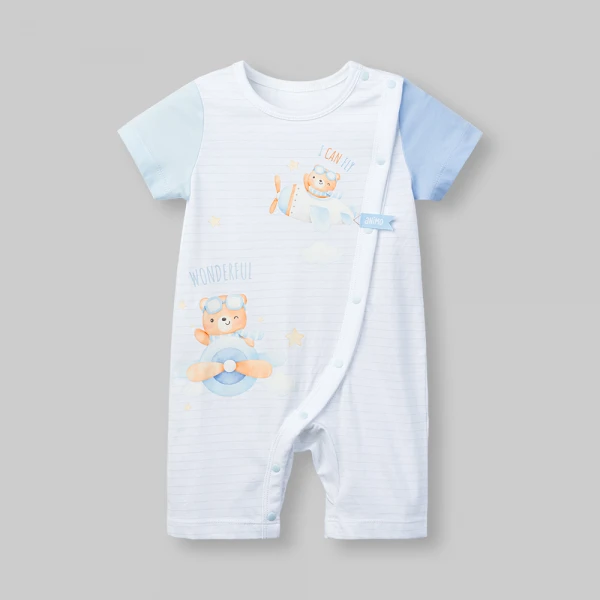 Bodysuit bé trai đùi Animo VD0126004 (0-12M,Trắng - xanh nhạt,NN02)
