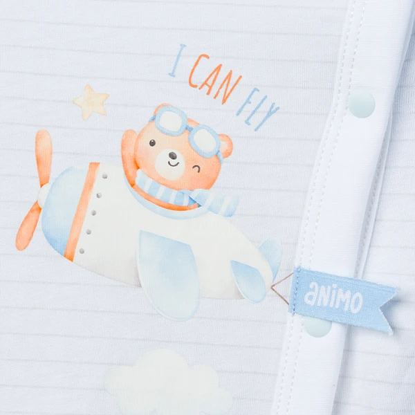 Bodysuit bé trai đùi Animo VD0126004 (0-12M,Trắng - xanh nhạt,NN02)