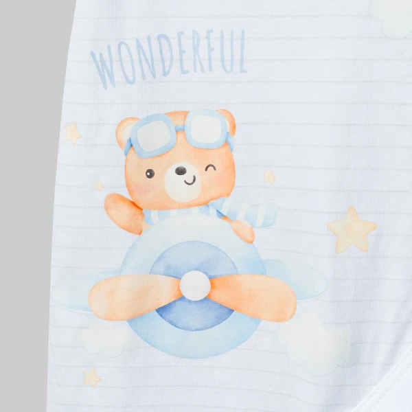 Bodysuit bé trai đùi Animo VD0126004 (0-12M,Trắng - xanh nhạt,NN02)