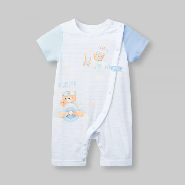 Bodysuit bé trai đùi Animo VD0126004 (0-12M,Trắng - xanh nhạt,NN02)