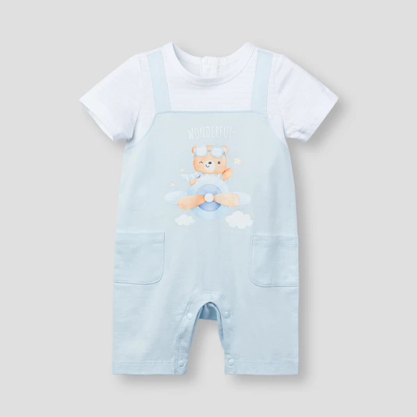 Bodysuit bé trai đùi Animo VD0126003 (0-12M,Xanh nhạt - trắng,NN04)
