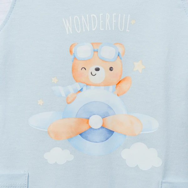 Bodysuit bé trai đùi Animo VD0126003 (0-12M,Xanh nhạt - trắng,NN04)