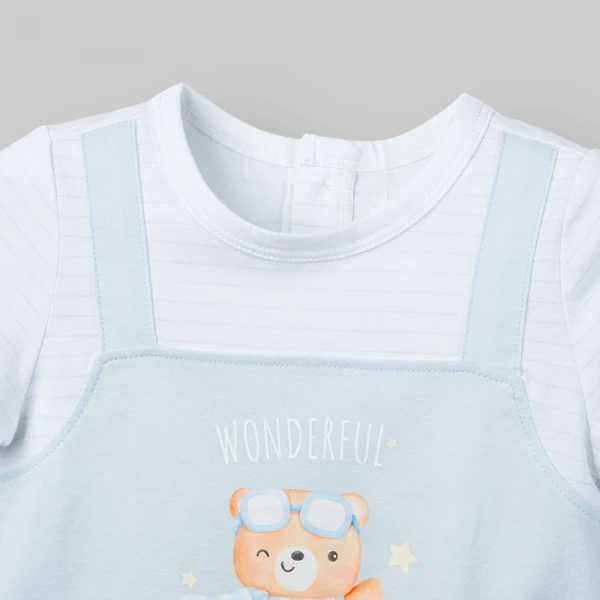 Bodysuit bé trai đùi Animo VD0126003 (0-12M,Xanh nhạt - trắng,NN04)