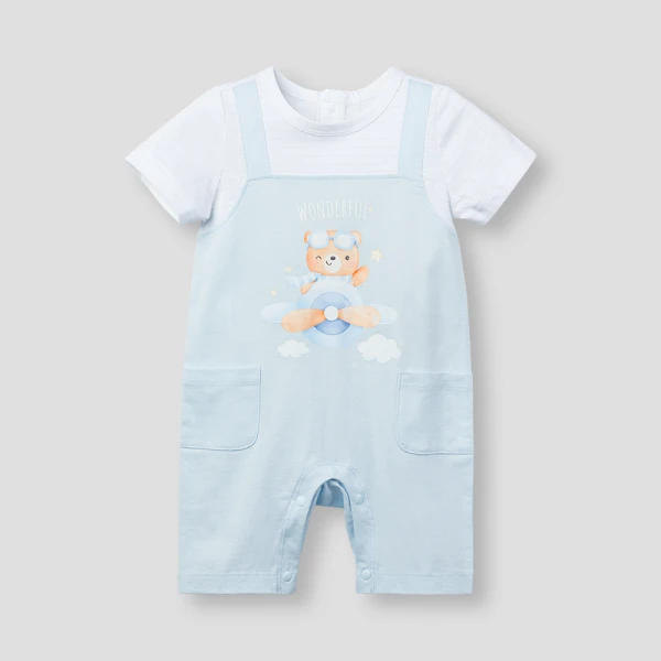 Bodysuit bé trai đùi Animo VD0126003 (0-12M,Xanh nhạt - trắng,NN04)