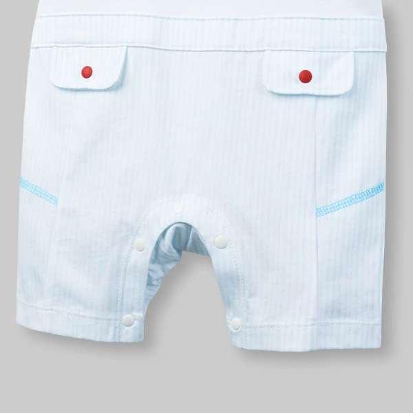 Bodysuit bé trai đùi Animo VD0126005 (0-12M,Trắng - sọc xanh nhạt)